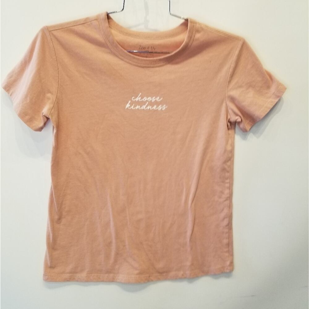 Zoe & Liv Choose Kindness Graphic Tee Short Sleeve Peach‎ Pink T-Shirt Size S